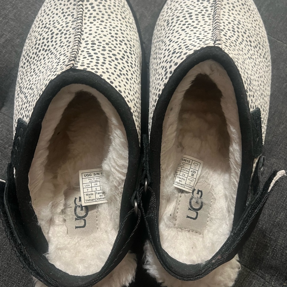 UGG Black and White Slip-On Shoes